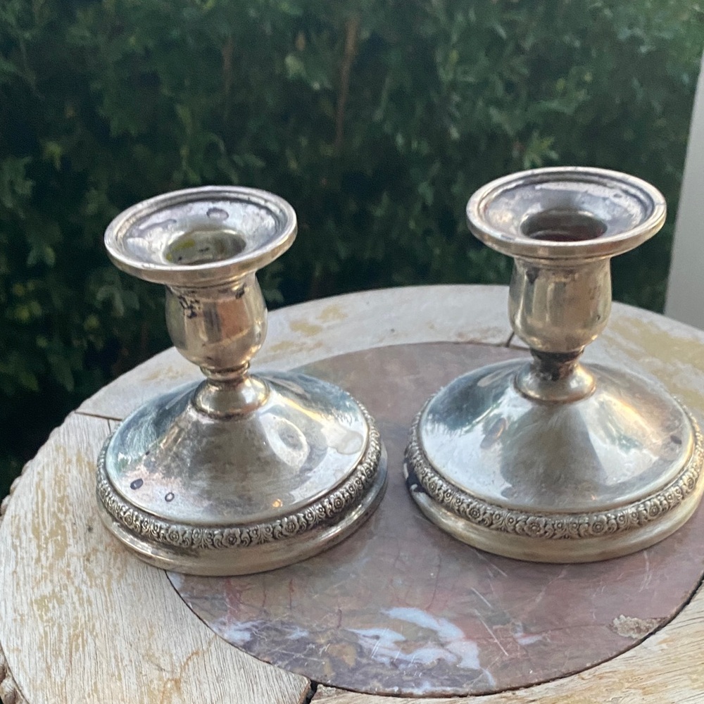Vintage Pair International PRELUDE Sterling Silver weighted 3.25" Candlesticks